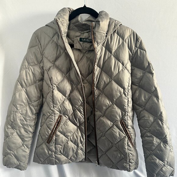 Ralph Lauren Quilted Silver Jacket - M - Picture 1 of 9
